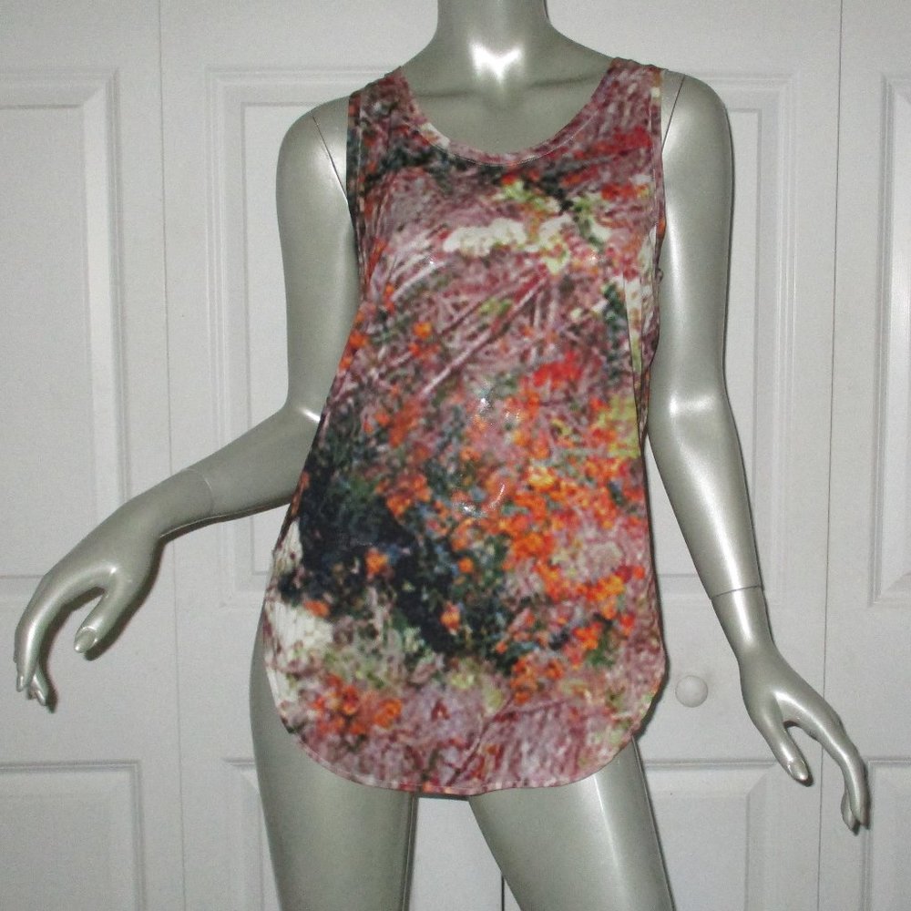 CARVEN Orange/Multi Blurry Print Sleeveless Blouse